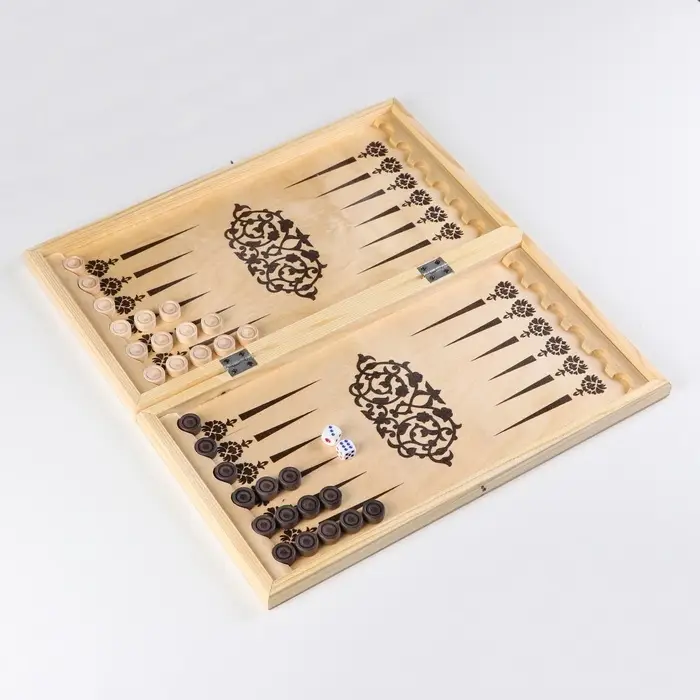 Настольная игра нарды с шашками TAKE IT EASY &laquo;Узор&raquo;, деревянные большие, 40&times;40 см