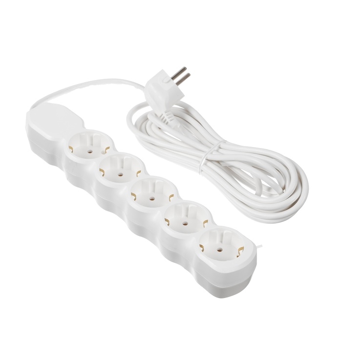 Удлинитель Luazon Lighting ECO, 5 розеток, 5 м, 10 А, 2200 Вт, ПВС 3х0.75 мм2, с з/к, белый Удлинитель Luazon Lighting ECO, 5 розеток, 5 м, 10 А, 2200 Вт, ПВС 3х0.75 мм2, с з/к, белый