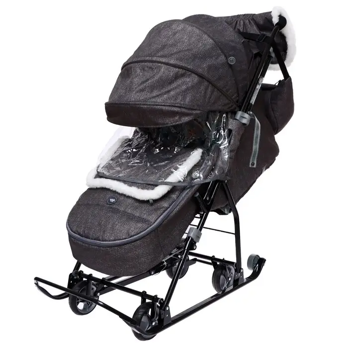 Санки - коляска «Наши детки 6», чехол для ног, муфта, сумка, принт с ламой, серый Санки - коляска «Наши детки 6», чехол для ног, муфта, сумка, принт с ламой, серый
