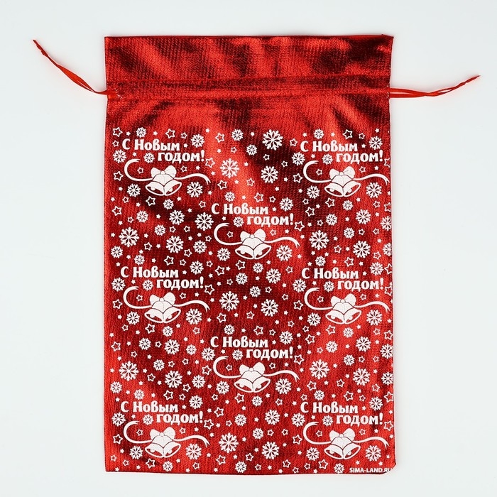 Мешочек подарочный парча «Снежинки», красный, 20 х 30 см, Новый год Мешочек подарочный парча «Снежинки», красный, 20 х 30 см, Новый год
