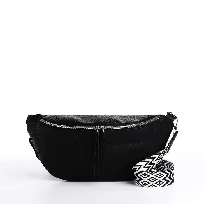 Сумка женская кросс-боди на молнии, 34&times;11&times;17 см, чёрная