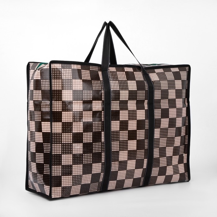 Сумка хозяйственная на молнии, 54 л, цвет коричневый/бежевый Сумка хозяйственная на молнии, 54 л, цвет коричневый/бежевый