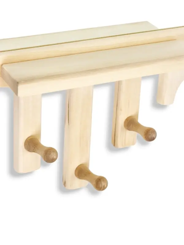 Зеркало для бани и сауны &laquo;Лесенка&raquo;, 75&times;40 см, с полкой, 3 крючка