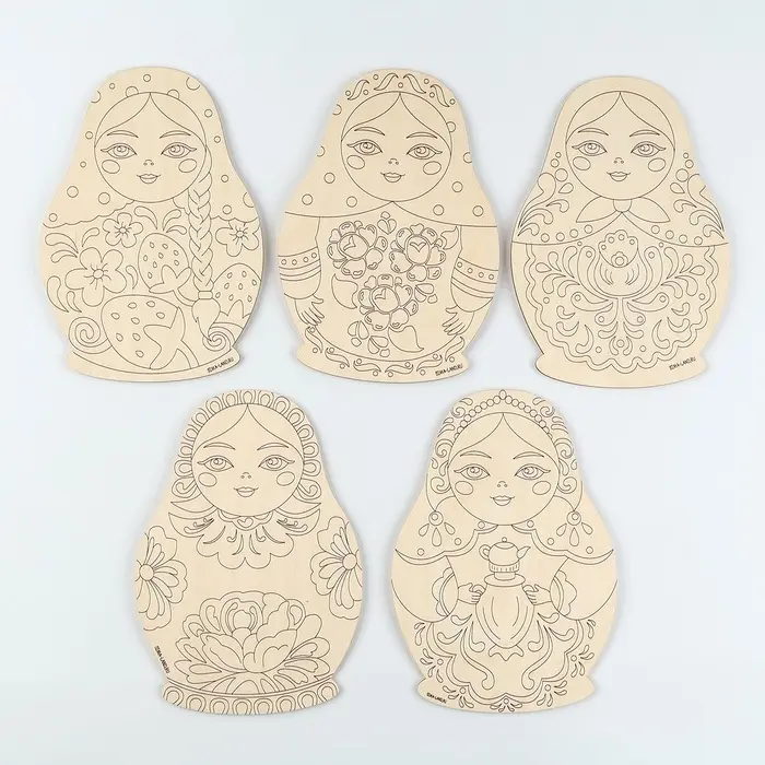 Роспись по дереву &laquo;Матрешки&raquo;, 5 шт., заготовки для творчества