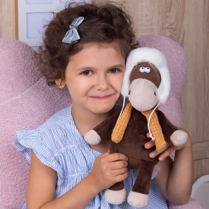 Мягкая игрушка «Конь Василий в ушанке и шарфе», 22 см Мягкая игрушка «Конь Василий в ушанке и шарфе», 22 см