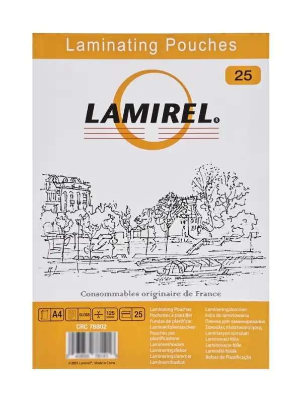 Пленка д/ламинирования A4 100мкм 25шт, глянцевая, Lamirel