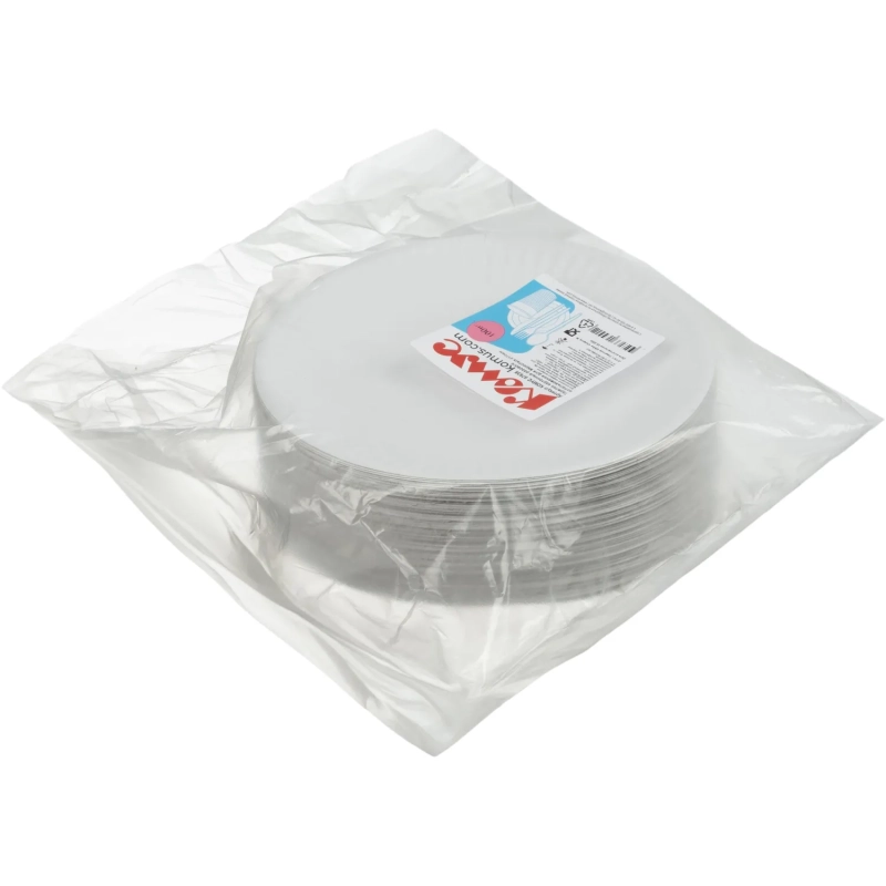 Тарелка одноразовая бум., d 170 мм, белая, КОМУС, 100шт./уп.10уп./кор