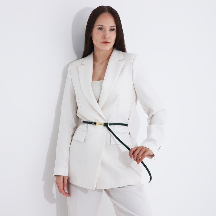 Ремень женский, ширина 1 см, пряжка металл, цвет зелёный