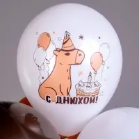 Воздушные шары латексные 12" &laquo;С днем рождения! Капибара&raquo;, 25 шт., МИКС