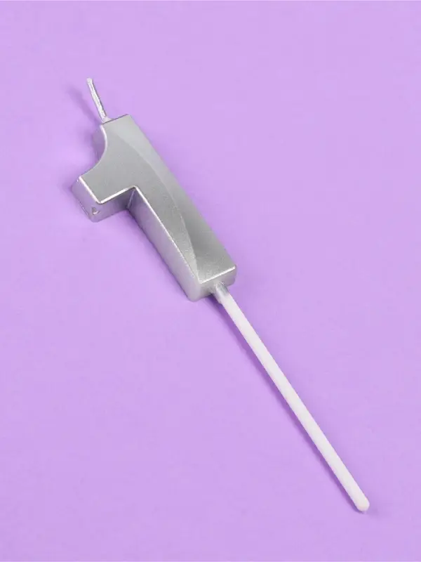 Свеча в торт на шпажке &laquo;Грань&raquo;, цифра 1, серебро, 5 см