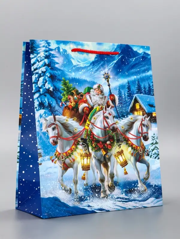 Пакет подарочный новогодний ламинированный, «На встречу Новому Году» , 26×12×32 см