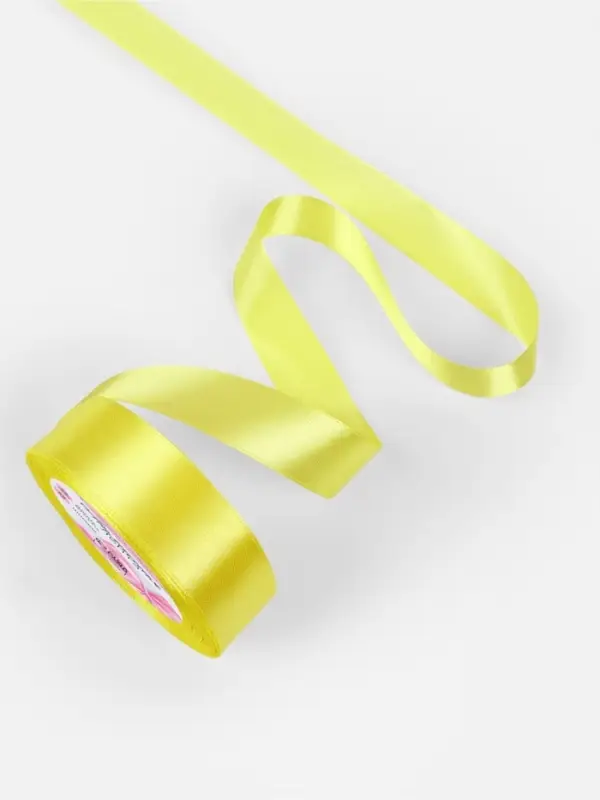 Лента атласная, 25 мм, 23&plusmn;1 м, жёлтая