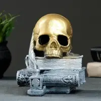 Фигурка гипс &laquo;Череп с книгой&raquo;, бронза с серебром, 19 см