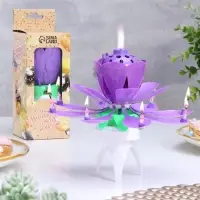 Свеча для торта музыкальная &laquo;Тюльпан&raquo;, крутящаяся, фиолетовая, 14.5&times;6 см