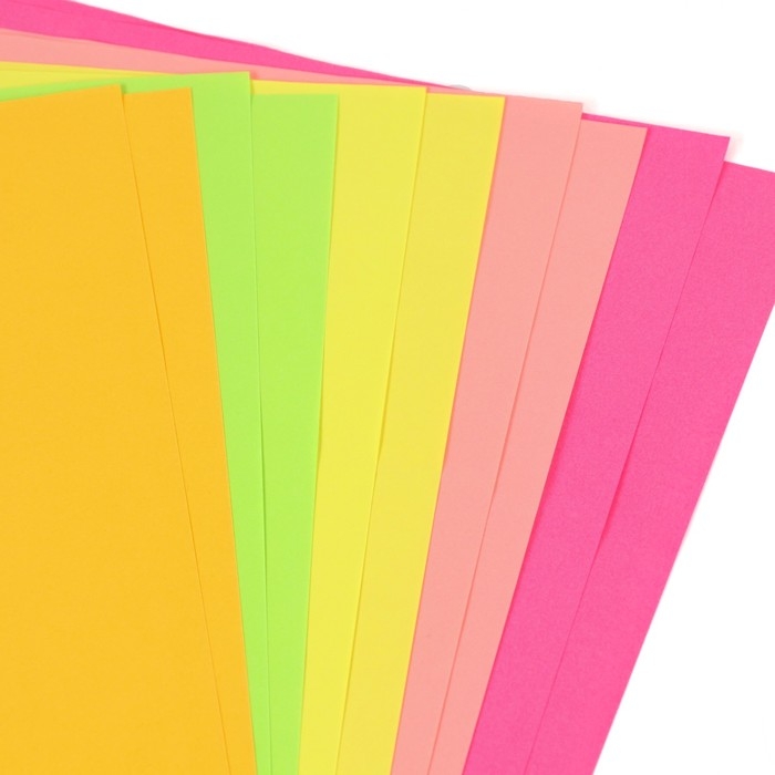 Бумага цветная тонированная, неоновая, А4, 10 листов, 5 цветов, немелованная, двусторонняя, в пакете, 80 г/м&sup2;, Холодное сердце