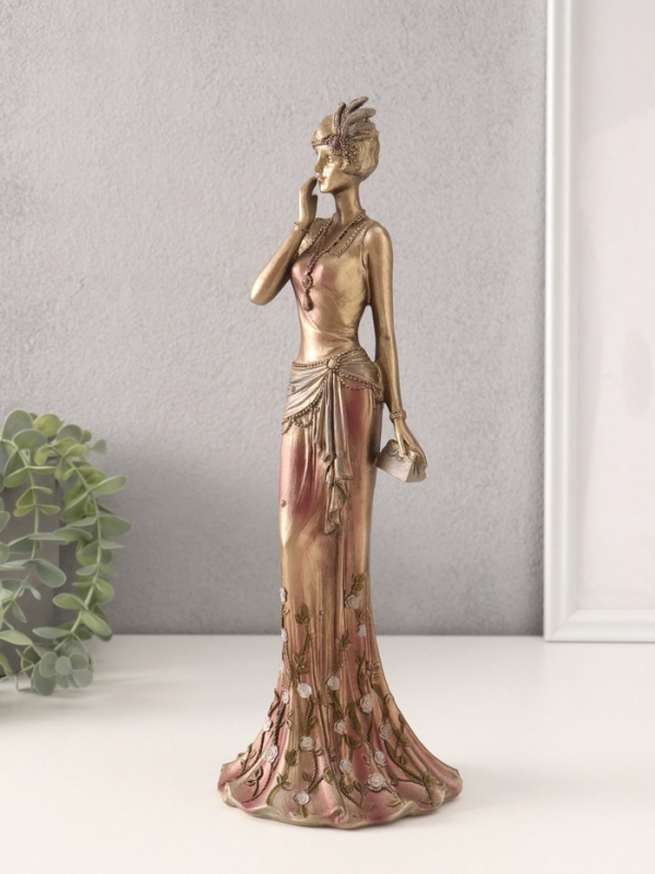 Сувенир полистоун  Сувенир полистоун "Агнесс в платье 20-30-х годов с розами" 11,5х10х31,5 см