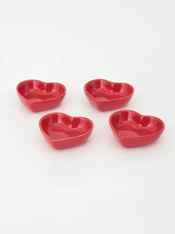 Соусники &laquo;Сердце&raquo;, 7.8&times;7.2&times;2.5 см, набор 4 шт., керамика, красные