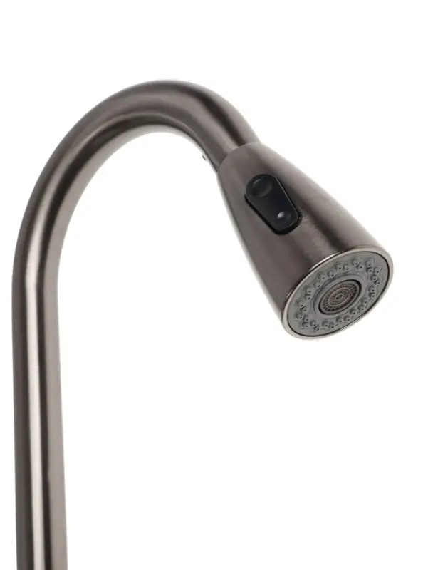 Смеситель для кухни ZEIN Z4961, нержавеющая сталь, с выдвижной лейкой, 2 режима, серый