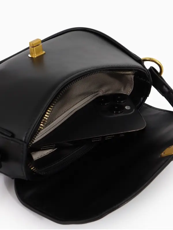 Сумка женская багет TEXTURA на молнии, 21&times;6&times;11 см, чёрная