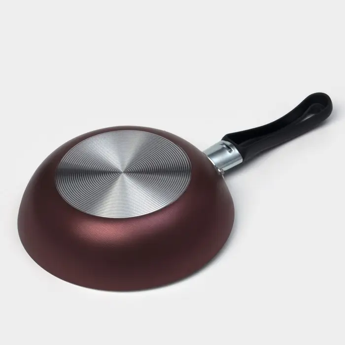Сковорода &laquo;Хозяюшка&raquo;, d=16 см, пластиковая ручка, антипригарное покрытие, алюминий, бордовая