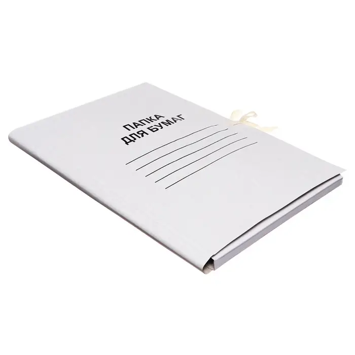 Папка для бумаг с завязками Calligrata, картон немелованный, 220 г/м&sup2;, белый, до 200 л, микс