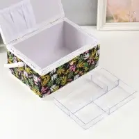 Шкатулка для рукоделия и шитья &laquo;Лесные веточки на чёрном&raquo;, хранение ниток, иголок, мелочи, 19&times;26&times;14.5 см