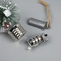 Ёлочный шар &laquo;Снежная хвоя&raquo;, d=6 см, 1 LED, от батареек LR44&times;3, свечение тёплое белое