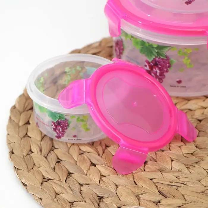 Набор контейнеров пластиковых «Виноград», 3 шт: d=8,5; 11; 14 см, цвет МИКС Набор контейнеров пластиковых «Виноград», 3 шт: d=8,5; 11; 14 см, цвет МИКС