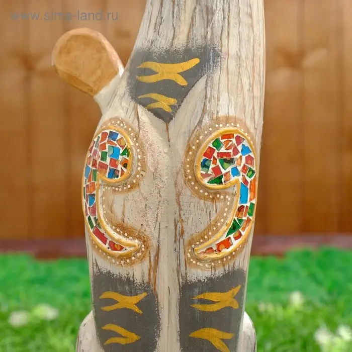 Сувенир дерево "Кошка с мозаичными вставками" серая 80х13х7 см