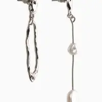 Серьги жемчуг &laquo;Корейский стиль&raquo;, белые в серебре