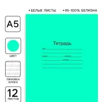 Тетрадь 12 листов в косую линейку &laquo;Зелёная обложка&raquo;, плотность 60 г/м&sup2;