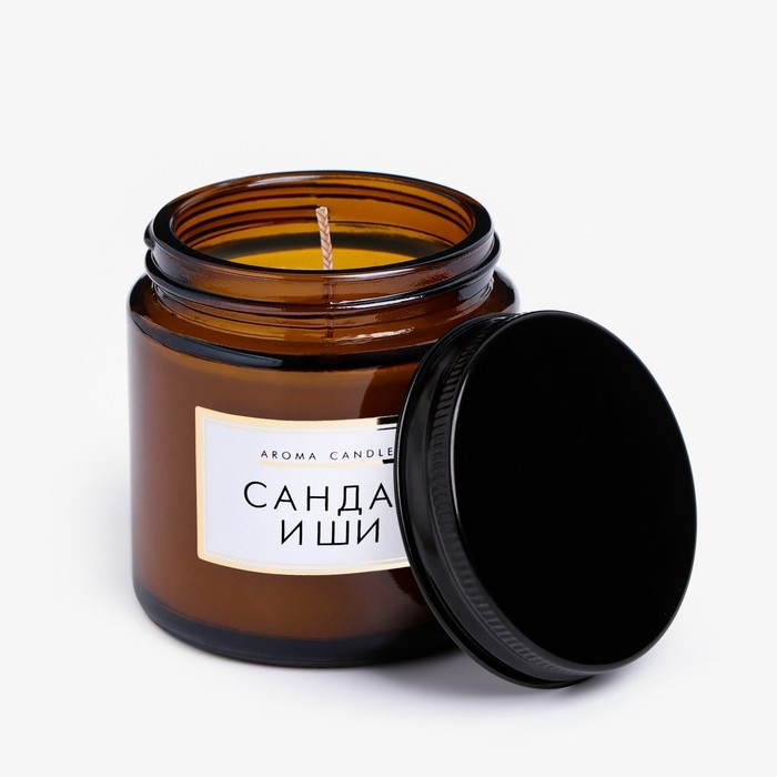 Свеча в банке ароматическая  Свеча в банке ароматическая "Сандал и ши", 6,2х6,2х6,5 см, 9 часов