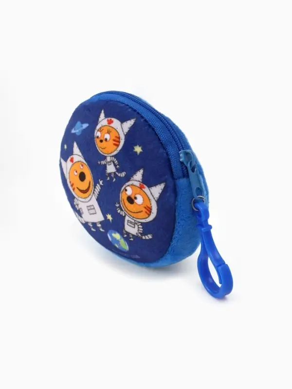 Кошелек детский плюшевый &laquo;Три кота&raquo; синий 9&times;9&times;1