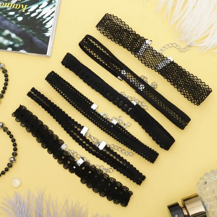 Чокер &laquo;Ассорти&raquo;, ажур, набор 6 шт. чёрный, 30.5 см