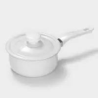 Ковш эмалированный, 600 мл, с крышкой, без деколи, белый