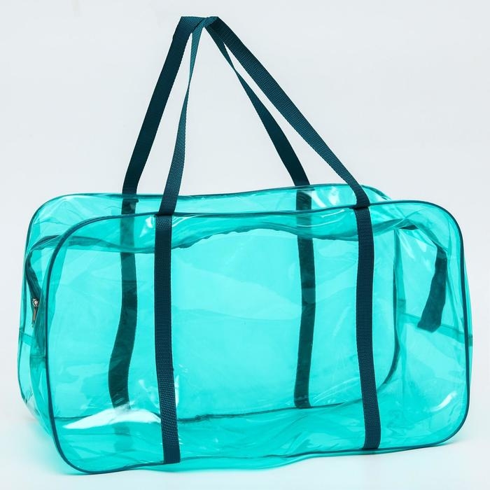 Сумка в роддом, размер 30х50х25 см, цветной ПВХ, цвет прозрачный/бирюзовый, Mum&Baby Сумка в роддом, размер 30х50х25 см, цветной ПВХ, цвет прозрачный/бирюзовый, Mum&Baby