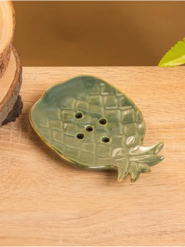 Мыльница &laquo;Ананас&raquo;, 13.5&times;9&times;2 см, керамика, зелёно-коричневая