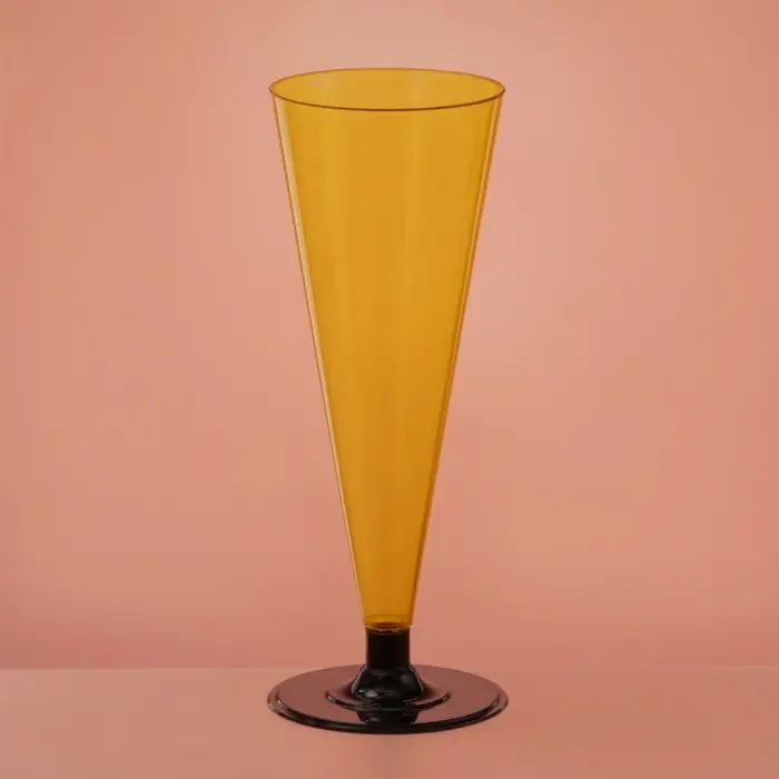 Фужер пластиковый одноразовый «Конус», 150-180 мл, жёлтый