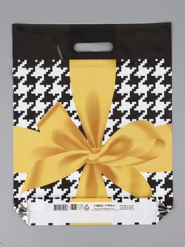 Пакет "Бант, полиэтиленовый с вырубной ручкой 38х47 см, 60 мкм