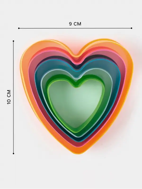 Формы для печенья Доляна &laquo;Сердце&raquo;, набор 5 шт., 10&times;9&times;3.5 см, пластик, МИКС