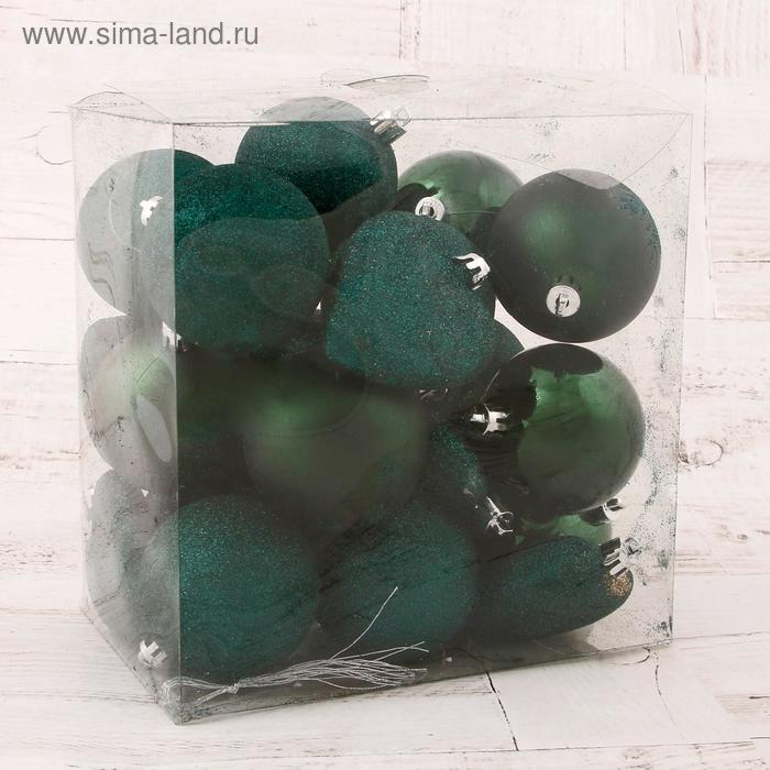 Набор украшений пластик 30 шт Набор украшений пластик 30 шт "Амур" (16 шаров, 6 сердец, 8 снежинок) зелёный