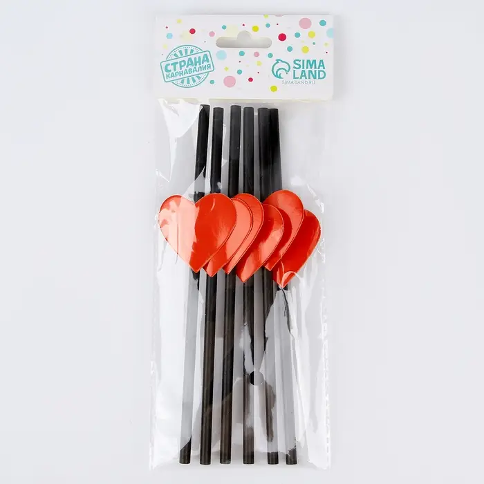 Трубочки для коктейля «Сердечки», набор 6 шт. Трубочки для коктейля «Сердечки», набор 6 шт.