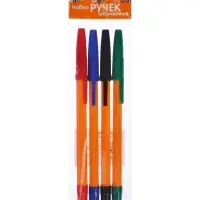 Набор шариковых ручек Calligrata, 4 цвета, узел 0.7 мм, оранжевый корпус