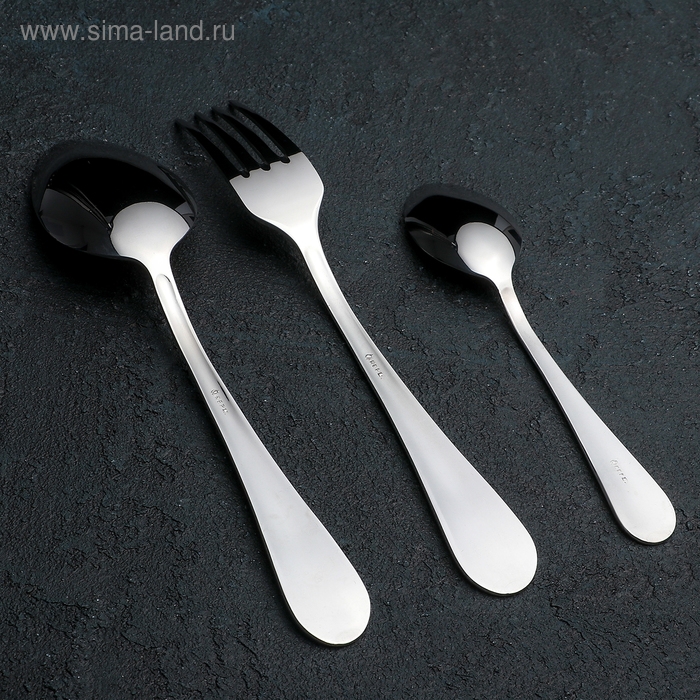 Набор столовых приборов « Рапсодия», 18 предметов, картонная коробка, цвет серебряный Набор столовых приборов « Рапсодия», 18 предметов, картонная коробка, цвет серебряный