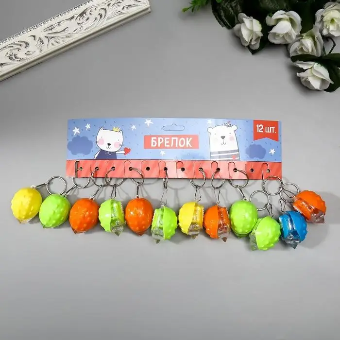 Фонарик брелок для ключей на кольце «Ёжик», 2.8×3.5×4.8 см, МИКС Фонарик брелок для ключей на кольце «Ёжик», 2.8×3.5×4.8 см, МИКС