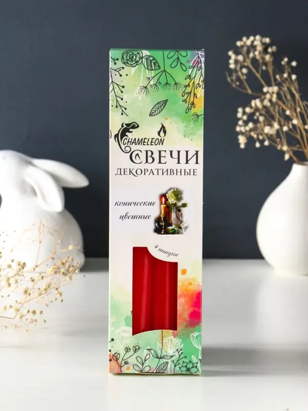 Свечи конические 2,2х24 см (набор 4 шт) 50 гр, 8 ч, цв. МИКС Свечи конические 2,2х24 см (набор 4 шт) 50 гр, 8 ч, цв. МИКС