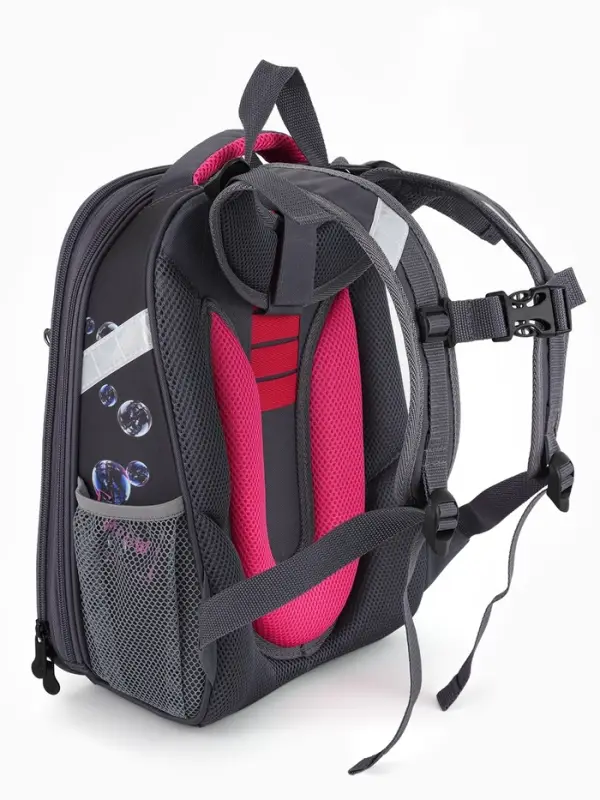 Рюкзак школьный для девочки &laquo;Пузырики&raquo;, Stavia, эргономичная спинка, 30&times;16&times;38 см, серый