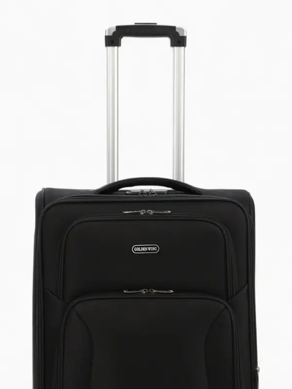 Чемодан 24 Чемодан 24", Текст, 42*26*66, отд на молнии, 2 нар/карм, увелич, код замок, 4 колеса, черный 10875