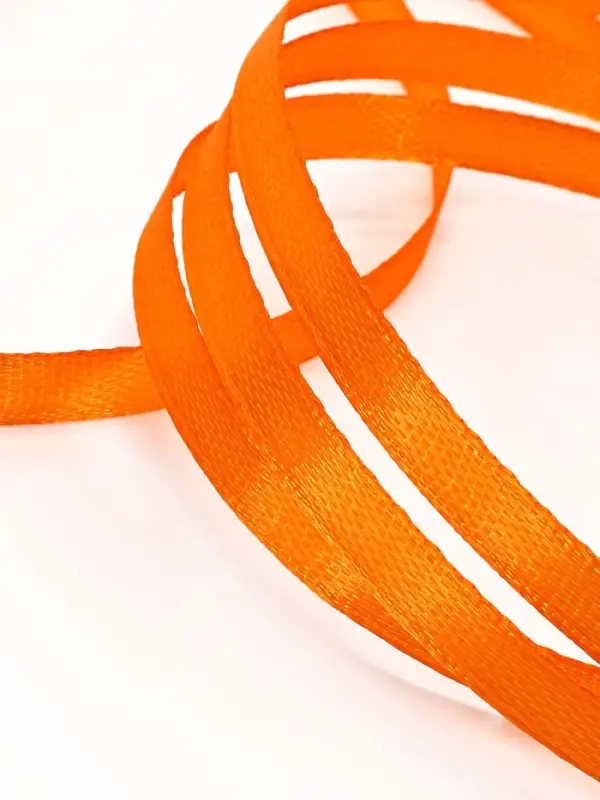 Лента атласная, 6 мм, 23&plusmn;1 м, ярко-оранжевая №25