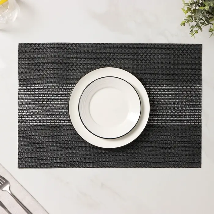 Салфетки сервировочные на стол Доляна &laquo;Сияние&raquo;, 4 шт., 45&times;30 см, чёрные